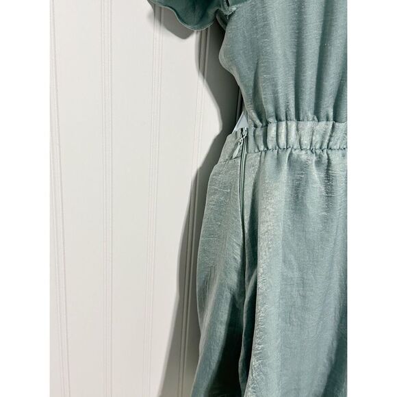 Show Me Your Mumu Women's‎ Riviera Tie-Front Romper Ruffle Trim Green Large - Picture 7 of 14